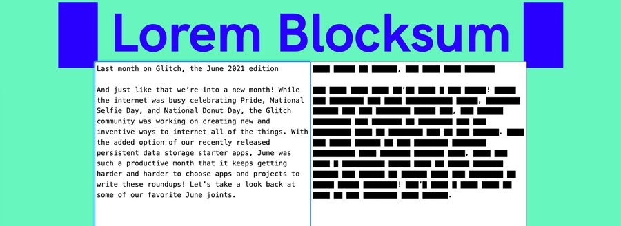 Last month on Glitch, the June 2021 edition