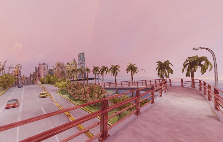 A WebXR app that illustrates a coastal sunset scene